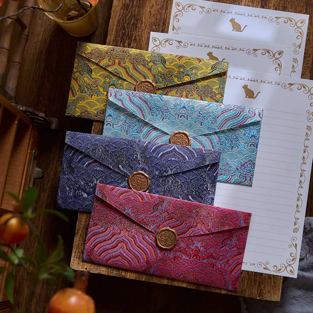 

Набор конвертов для писем серии Jiuxiao Cloud Pattern, пригласительные открытки, конверты с сургучной печатью, для посланий и пожеланий