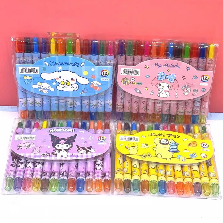 

12 Colors Pen Kawaii Sanrio Kt Cat My Melody Cinnamonroll Cartoon Art Colored Pencil Drawing Graffiti Pen Kids Crayon Marker Pen