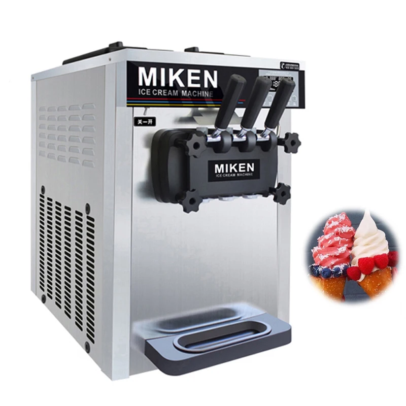 

Desktop Soft Ice Cream Machine Three Flavors Ice Cream Makers Stainless Steel Ice Cream Vending Machine 1000W