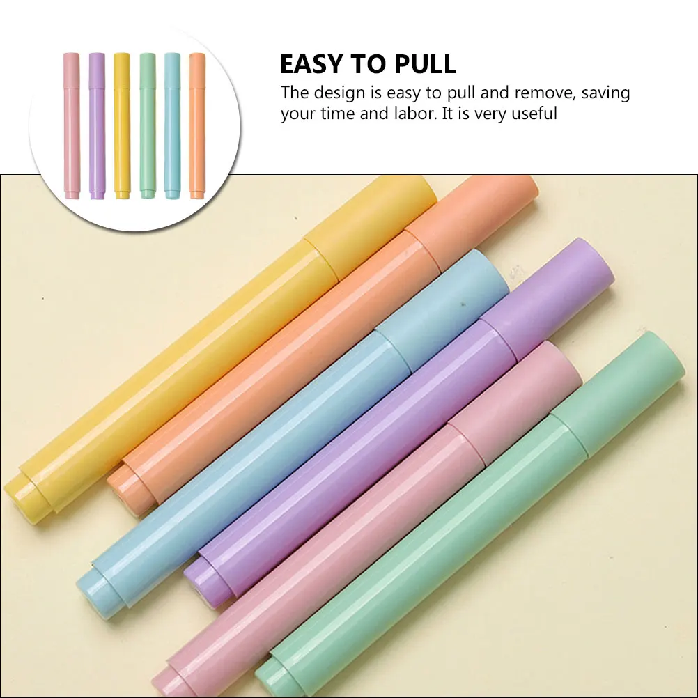 6 Pcs Milk Tea Highlighter Pens Soft Colors Large Capacity Eye Protection Markers Student Bookmarks Study Aids Note Taking Tools