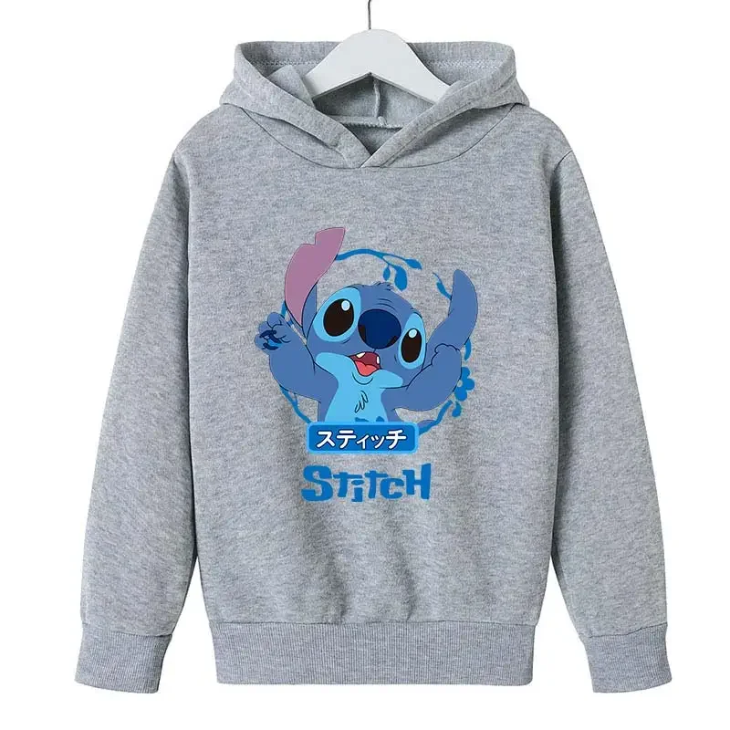 Sudaderas con capucha de dibujos animados de Disney Stitch para niños y niñas, sudadera de algodón para niños, Tops para bebés, jerséis para niños,