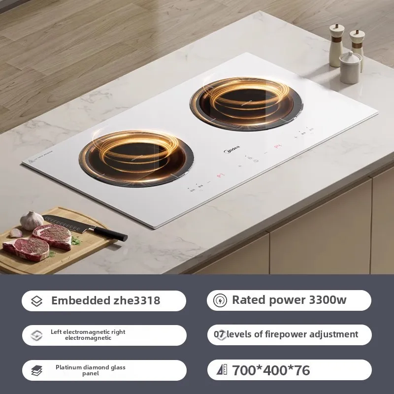 Midea Double Stove Induction Cooker Embedded Household Dormitory Electromagnetic Stove Waterproof High Power Constant Uniform Fi
