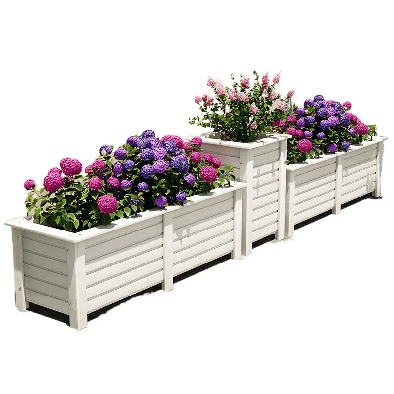 Resin Flower Pot Thickened Durable Resin Flower Box Plastic Wood Commercial Partition Flower Box Outdoor Courtyard