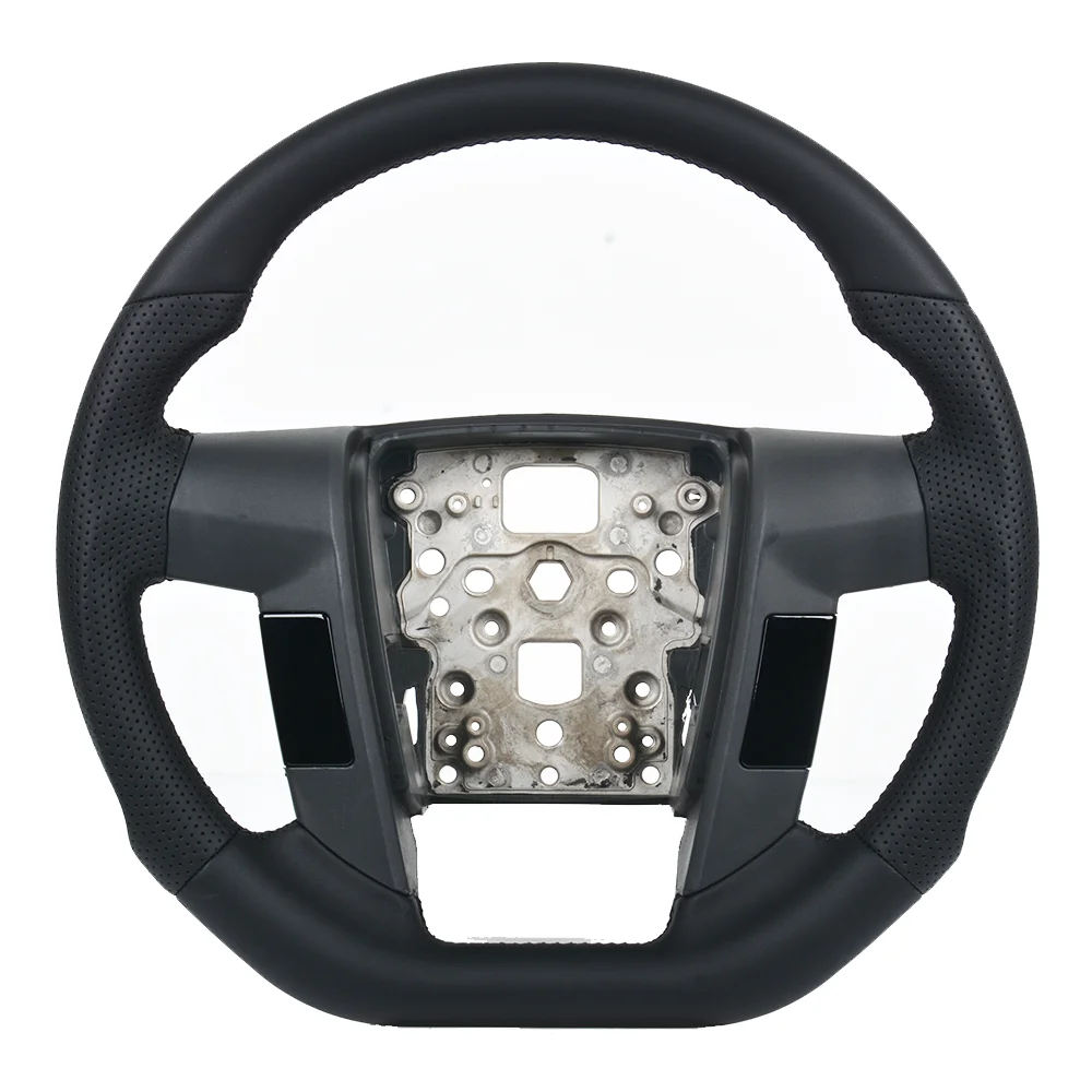 

For Ford F150 Raptor 2009 2010 2011 2012 2013 2014 Perforated Leather Steering Wheel Black Racing Wheel Flat Bottom