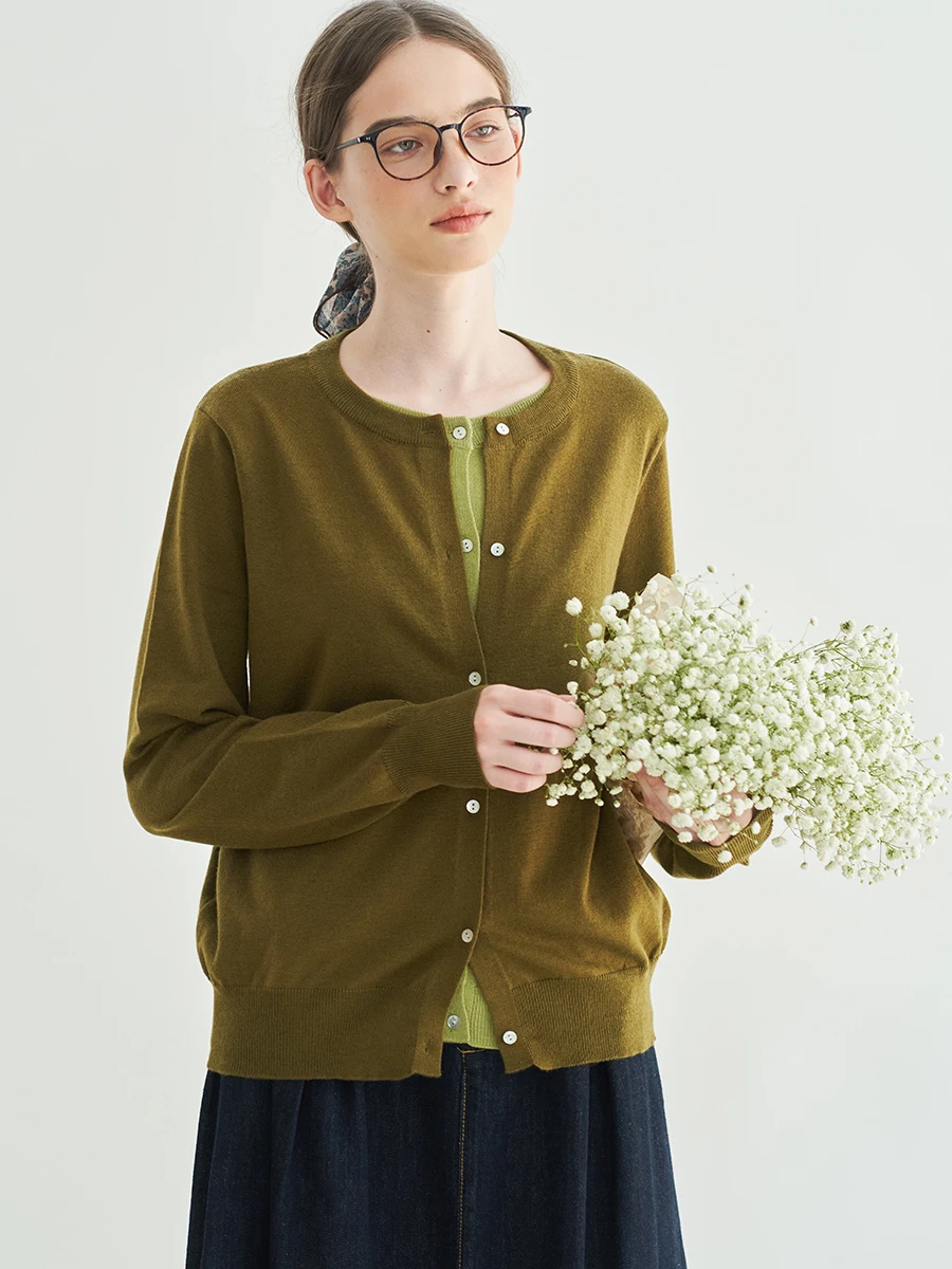 

Универсальный вязаный кардиган Zimode с длинными рукавами, на одной пуговице, с круглым вырезом, новый, осенне-зимний, теплый, термо, регулярный крой