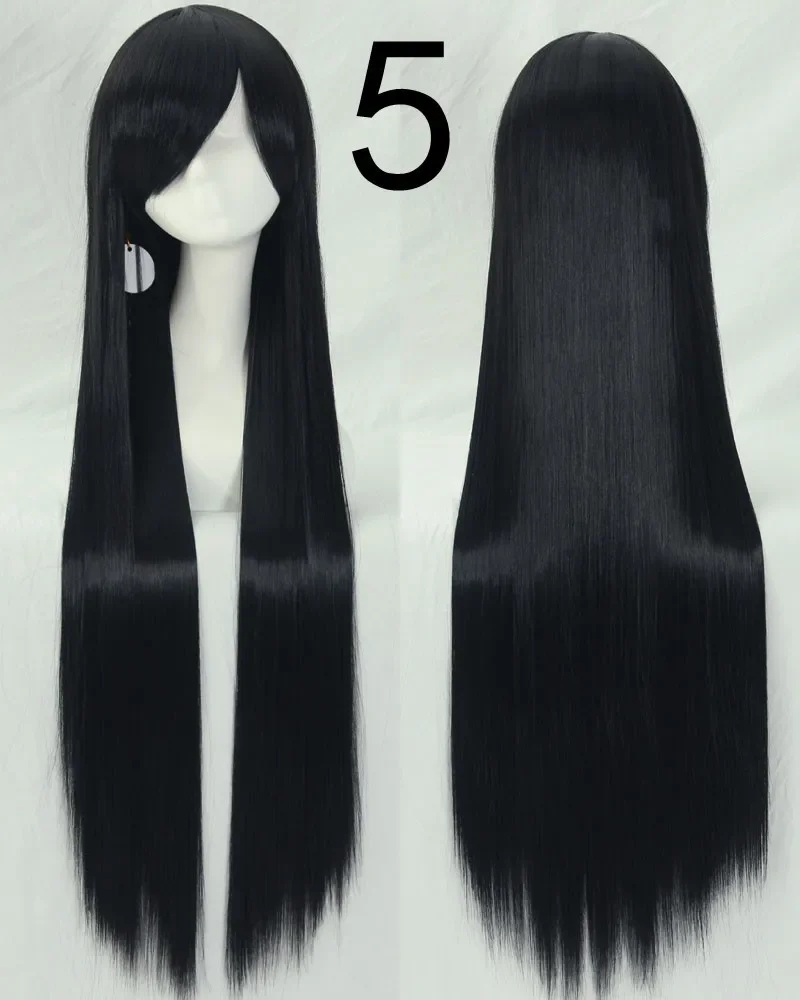 Women 100Cm Long Staight Cosplay Wig Heat Resistant Synthetic Hair Anime Party wigs 42 color Colourful Black White