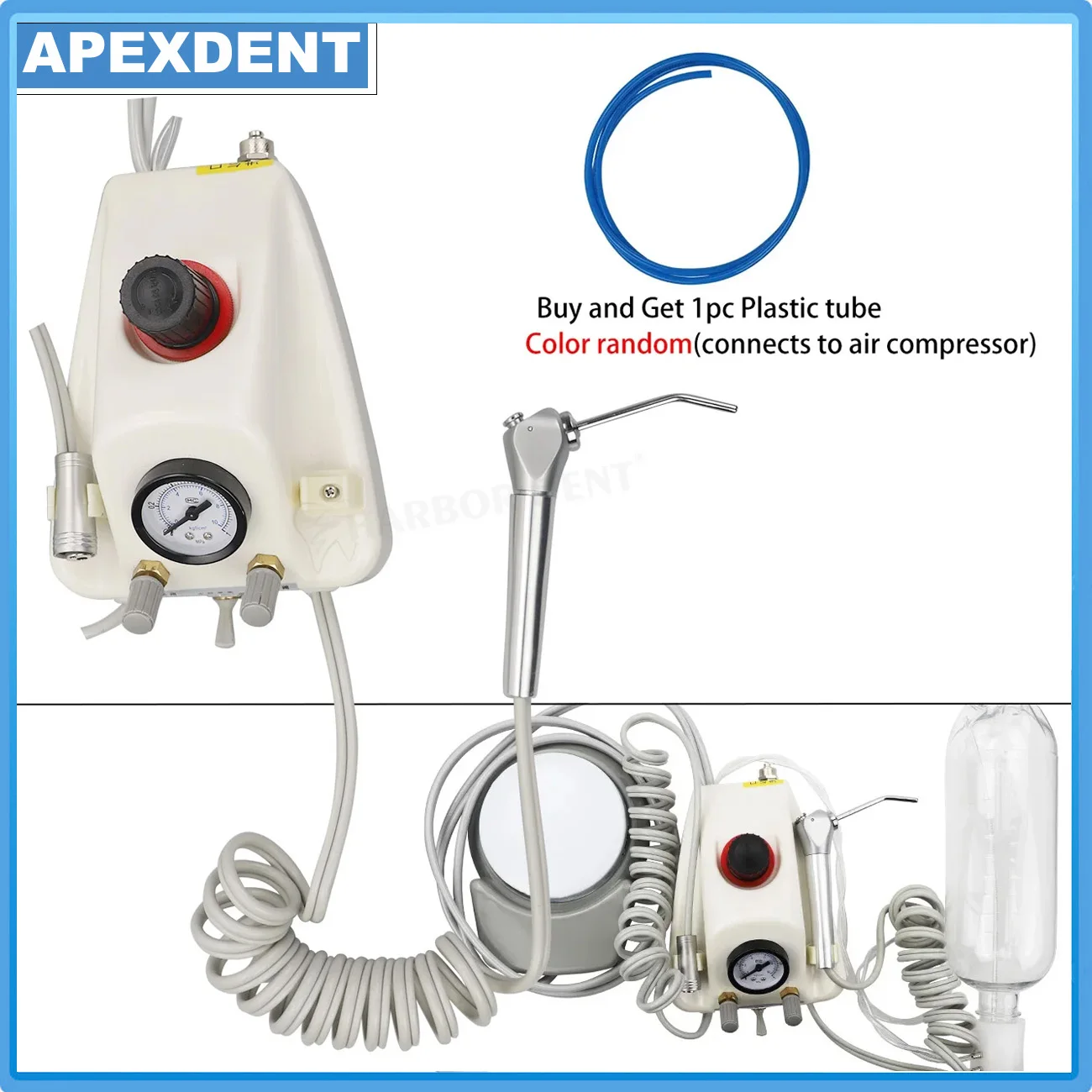 Portable Dental Turbine Unit With 1pc Plastic Tube 3 Way Syringe Teeth Whitening Dentistry Plastic Equipment 2/4Holes