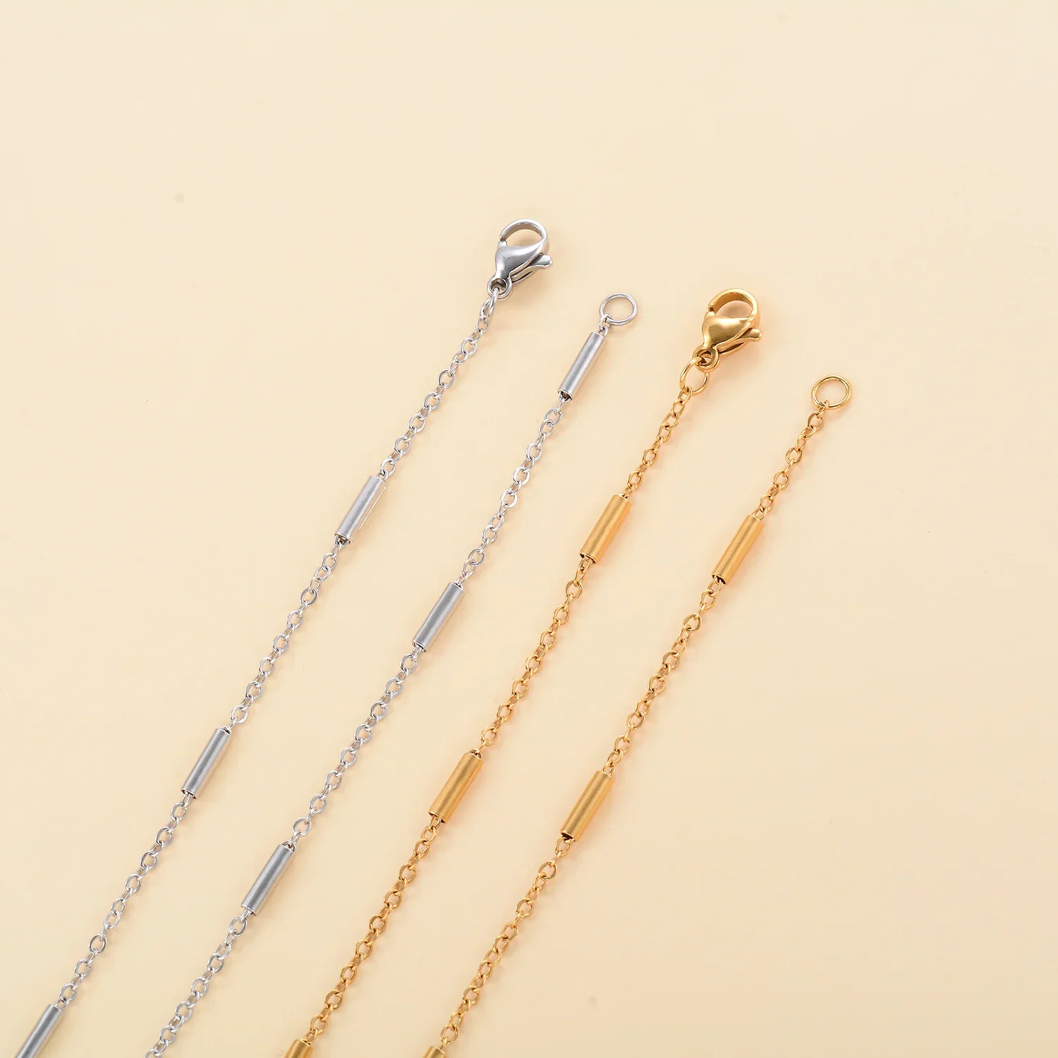 18K vergoldete Damen-Halskette aus Edelstahl, dünne Kette, verstellbar, wasserdicht, lange, mehrlagige Gliederkette, DIY-Schmuckherstellung für Männer – Detail 2