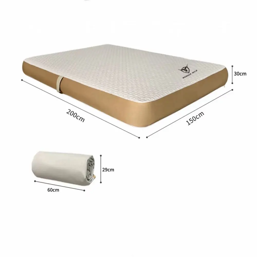 Camping Fun Square Plush Inflatable Twin Air Mattress Bed With Double Layers Straight Bracing For Four-season Camping & Travel
