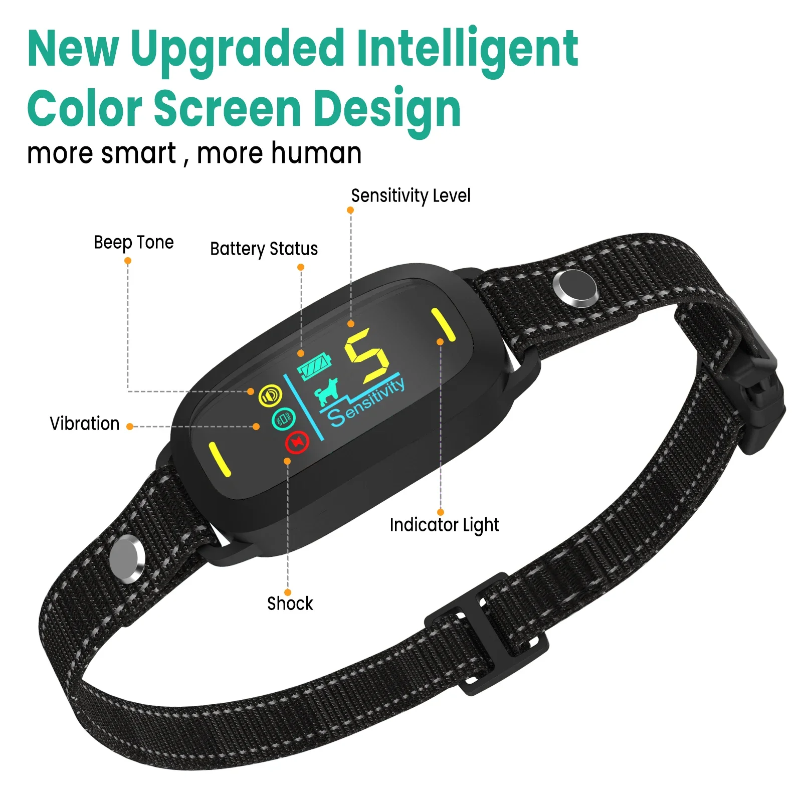 Collar antiladridos para perro, dispositivo de entrenamiento recargable, con vibración y descarga automática