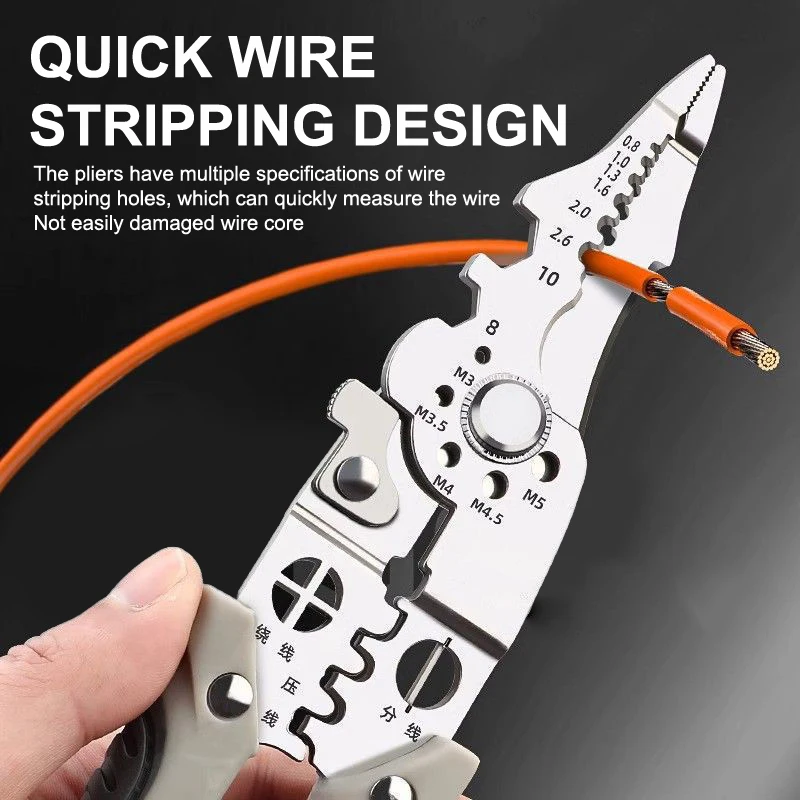 Multifunctional Wire Stripper Cable Cutter Pliers Non Slip Electrical Cable Stripping Hand Tool