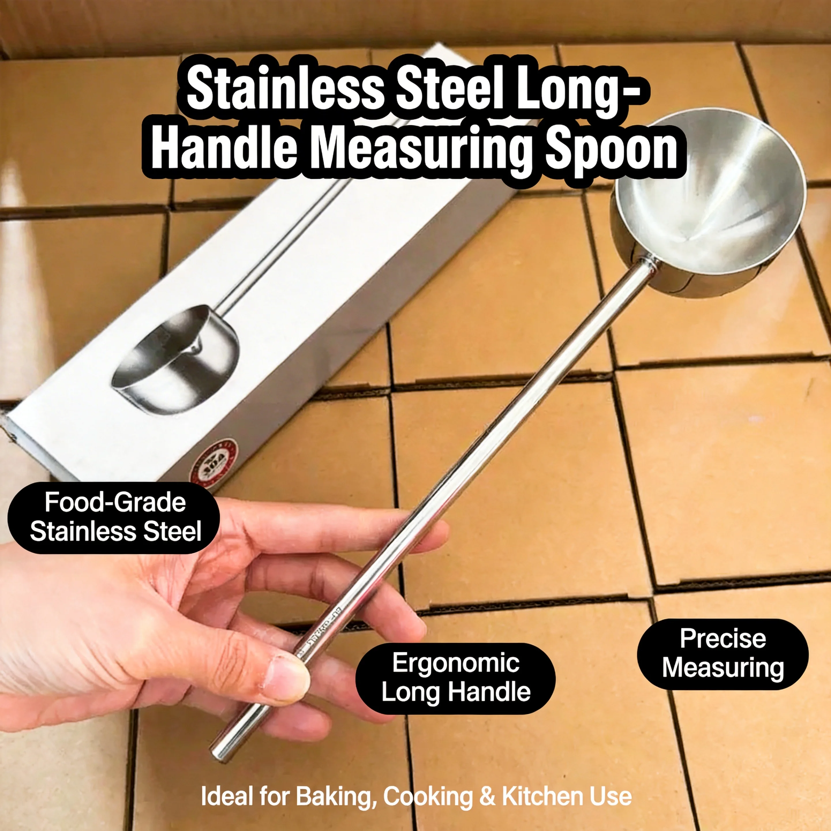 Cuchara para aceite caliente de acero inoxidable con mango extendido, antirrespingos, cucharón pequeño para verter aceite, resistente al calor, herramienta de cocina para freír.