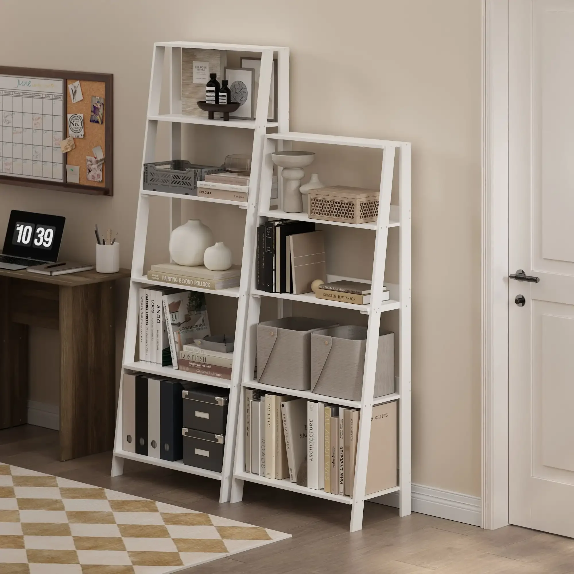 

Ladder Bookcase Display Shelf, 6-Tier, White
