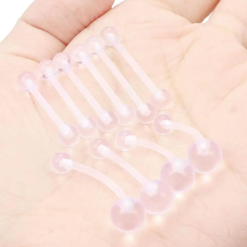 10pcs Set 14G Clear Belly Ring Acrylic Belly Button Rings for Surgery Sports Curved Barbell Long Navel Piercing Retainers Gifts