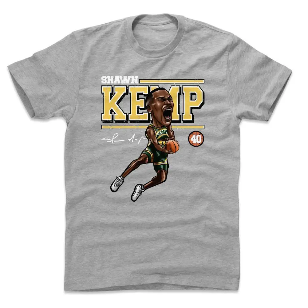 Shawn Kemp caricature T-shirt Sport Grey Short Sleeve All Size S-5XL 2F1515