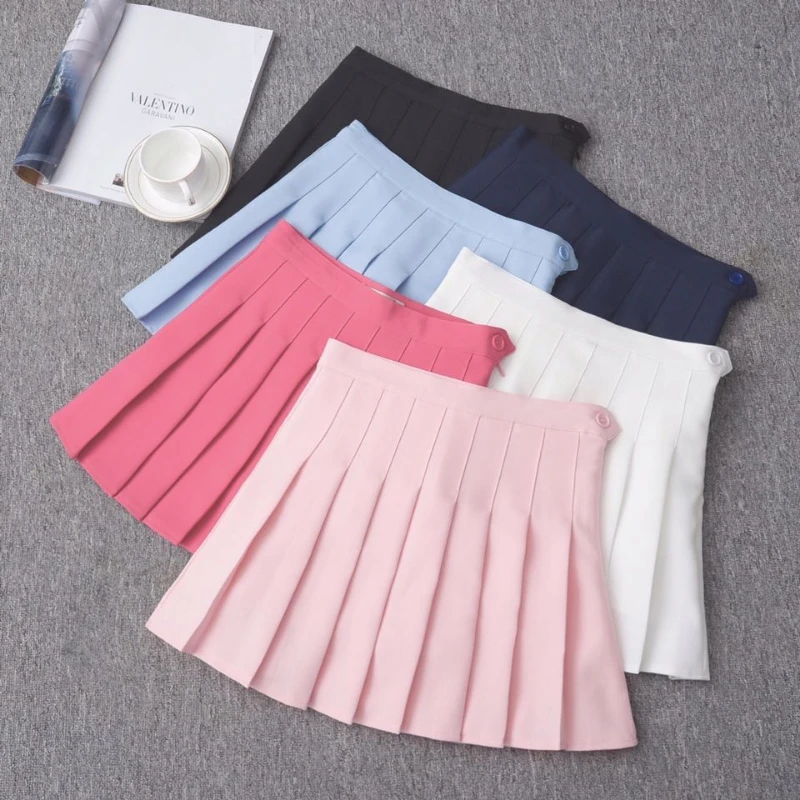 

Hot Pink Pleated Skirts for Kids Girls Summer Solid Color Safety Skirts Youth Girls High Waist Mini A-line Child School Uniforms