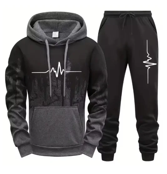 

Men's Simple Line Hoodie, Casual and Sporty Hoodie Set, Casual and Fashionable Sporty Set 2025 Men's Clothing S-4XL