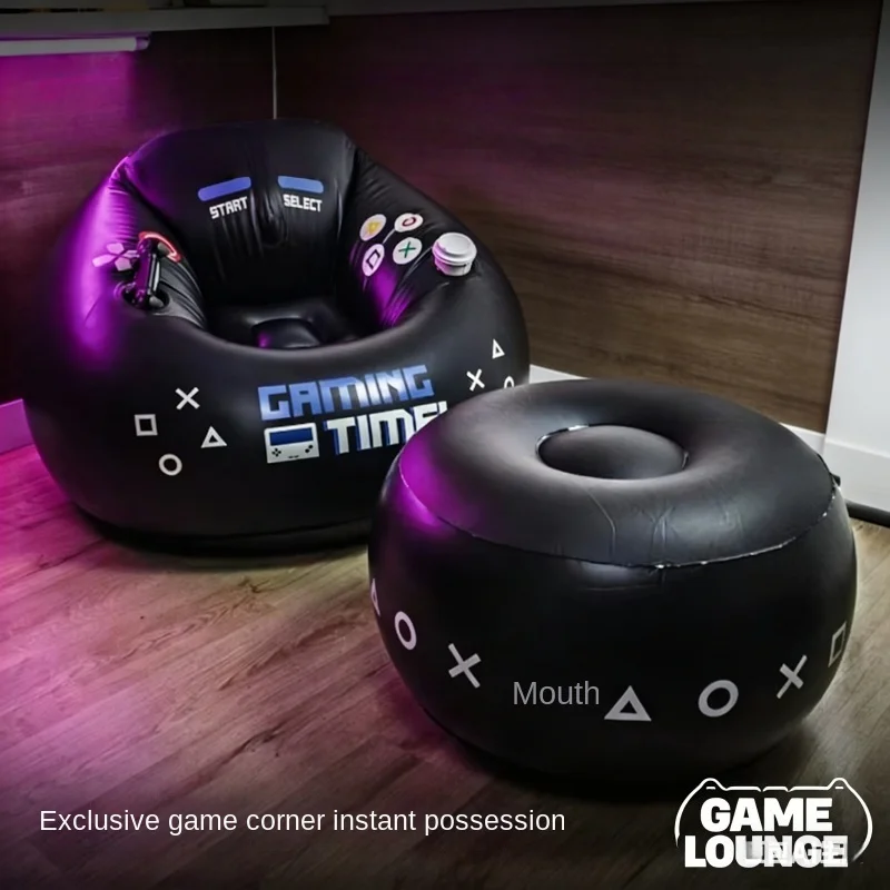 Pvc Gaming Inflatable Circular Sofa Chair, Creative Internet Cafe Game Hall Backrest Chair Lazy Music Festival with Letter Sofa
