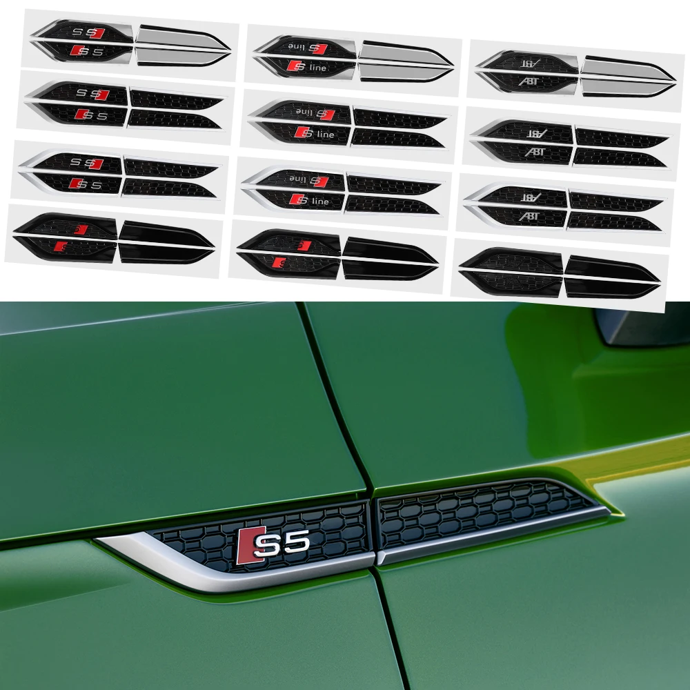 Car Sline S5 RS 5 ABT Badge Body Fender Side Wing Sticker For Audi S Line A3 A1 A4 C6 Q3 Q5 Q7 RS5 TT A6 B8 A5 B7 C7 A7 A8 B9 B6