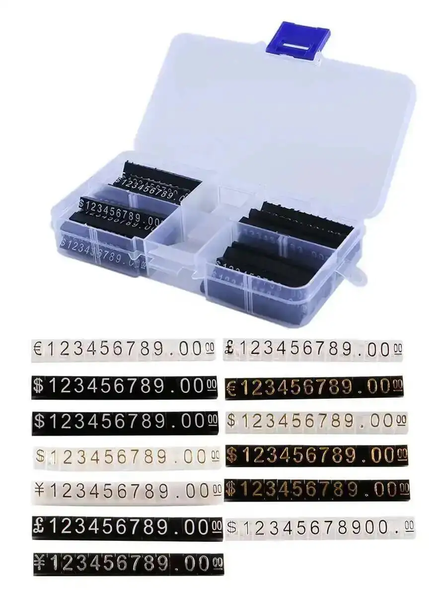 

3x5mm 30pcs Per Pack Price Cube Dollar Jewelry Watches Euro Sign Mini Adjustable Number Tag Display Signs For Retail Shop