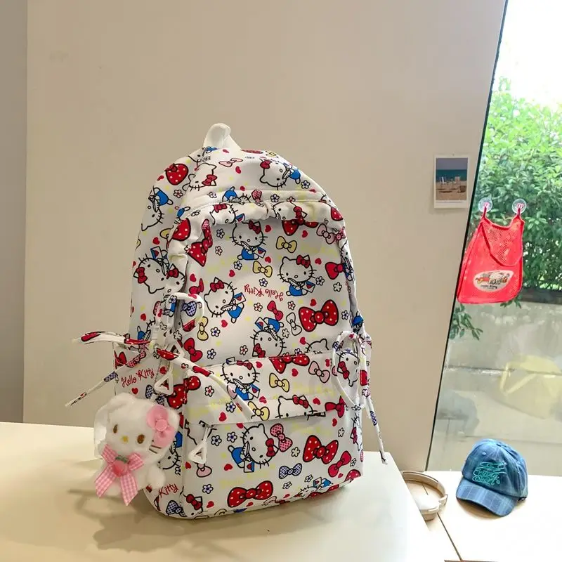 Mochilas Kawaii de Hello Kitty, Bolsas Escolares para Estudiantes, Mochila Escolar Infantil de Gran Capacidad con Diseño de Dibujos Animados Y2K para Mujeres y Niñas
