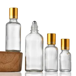 5/10/15/30/50/100ml Clear Thick Glass Roll On Essential Oil Empty Perfume Bottle With Stainless steel Roller Ball Refillable