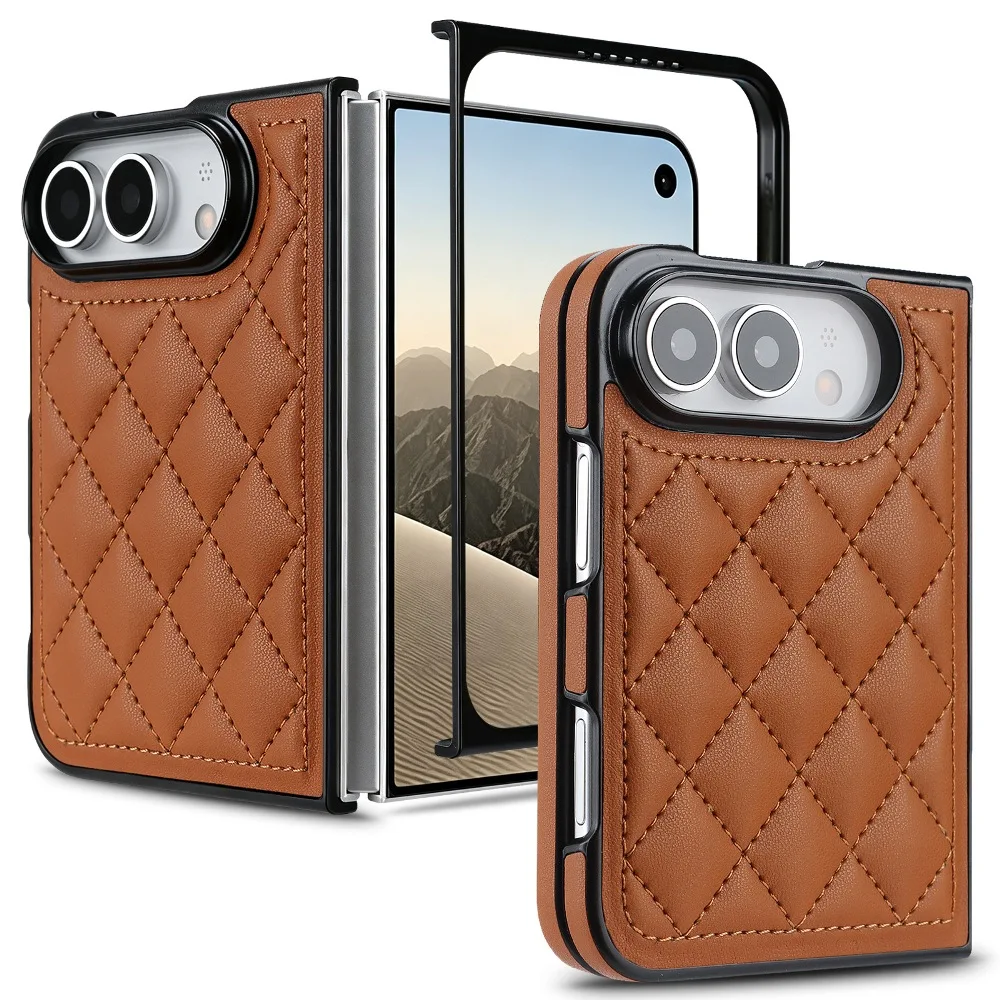 Fashion Solid Color Leather Simple Folding Phone Cover for iPhone Duo with Protective Case