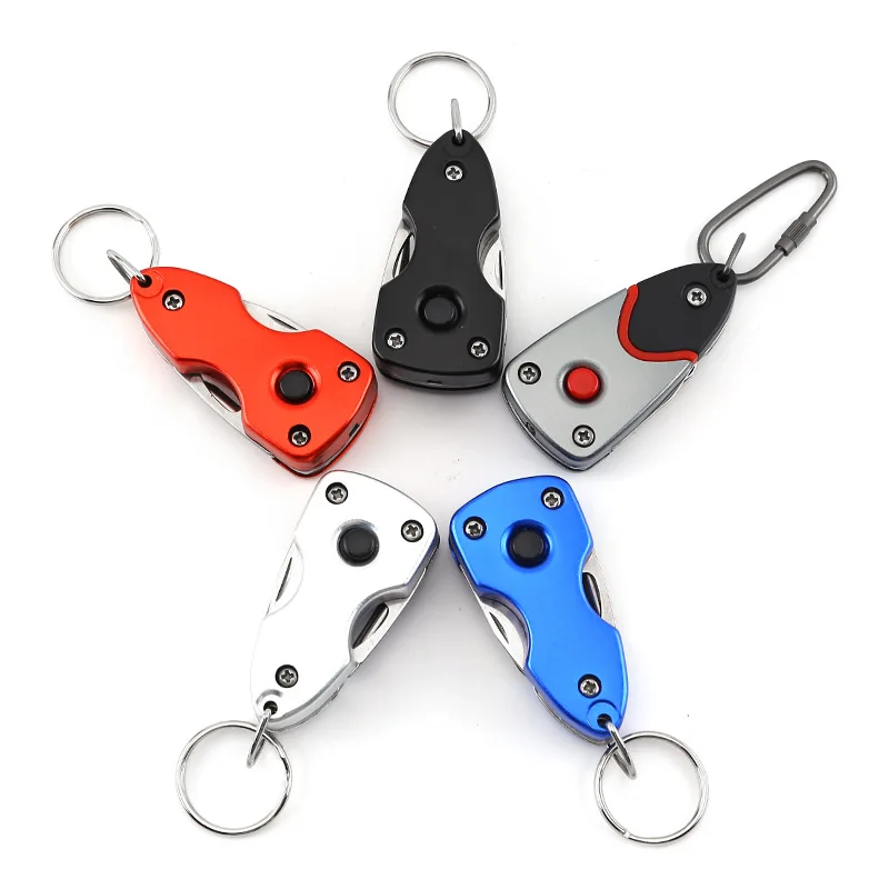 5 in 1 Outdoor Emergency Survival Jackknife Tool Set Keychain Folding Screwdriver Repair Tools with LED Light for Camping