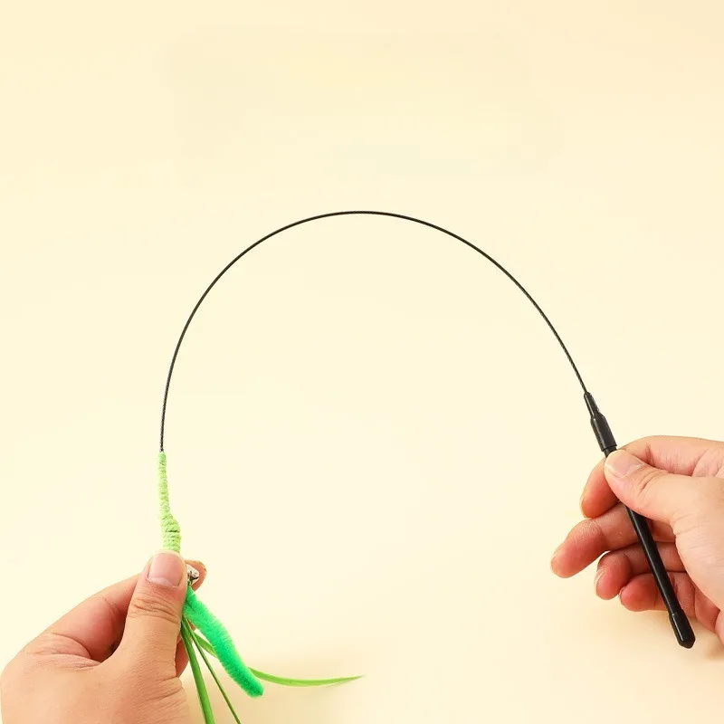 القط إغاظة عصا لدغة مقاومة القطب الطويل الذاتي مهدئا أداة الكلب حكيم ريشة الذيل العشب القط لعبة الصوت التفاعلية مستلزمات الحيوانات الأليفة