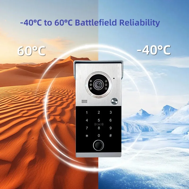 7 Inch Wired Video Door Phone Intercom Fingerprint ID Card Unlock Two Way Audio Night Vision Access Control System