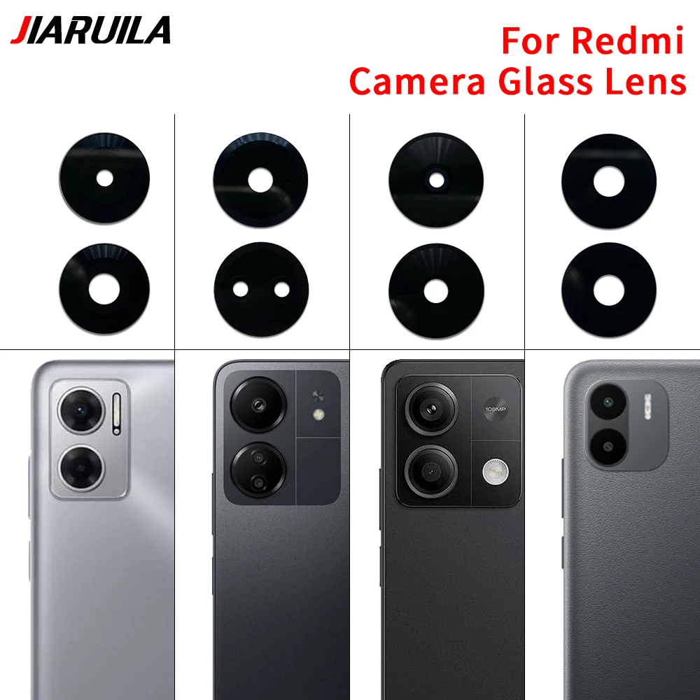 10Pcs\Lot Top For Redmi 13C 13 A1 A2 A3 10 5G 10A 12 4G 5G 12C 12 Lite Camera Glass Lens Back Rear Camera Glass Lens with Glue