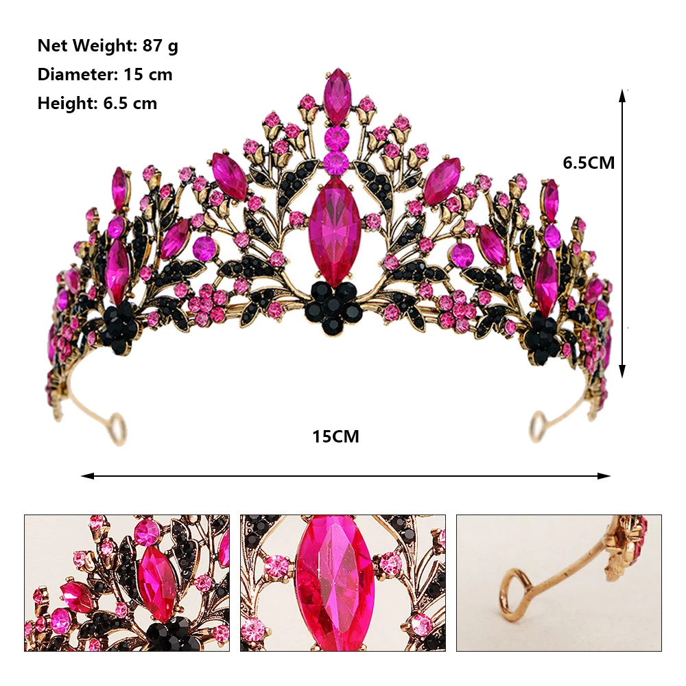 تاج الزفاف للعروس – تاج الأميرة الكريستالي، غطاء رأس من حجر الراين اللؤلؤي المزيف، إكسسوارات شعر الزفاف العتيقة