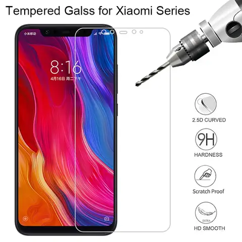Screen Toughed Glass for Xiaomi Pocophone F1 Tempered Glass for Xiaomi Mi A2 Lite Mi5X Mi6X Mi8 SE Glass on Mi A1 Note 3 Mix 2
