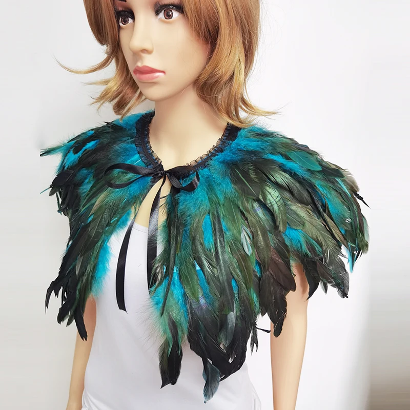 Three-layer Feather Shrug Shawl Feather Shoulder Wrap Cape Jacket Feather Costume Halloween Rave Party Cosplay Filming Props