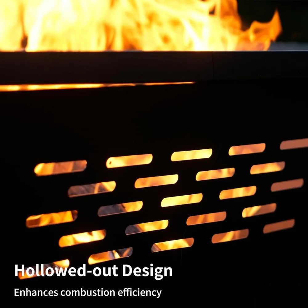 42 حفرة نار كبيرة، حفرة نار مربعة خارجية مع بوكر، حفرة نار لحرق الخشب للتخييم، الفناء الخلفي، الفناء #5