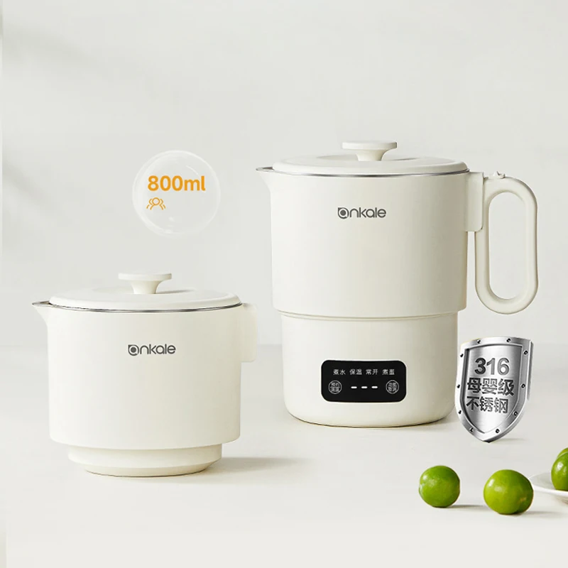 100-240V Foldable Electric Kettle Travel Heating Cup Split-type Kettles Portable Cooking Pot Adjustable Temperature Kettle 800ML