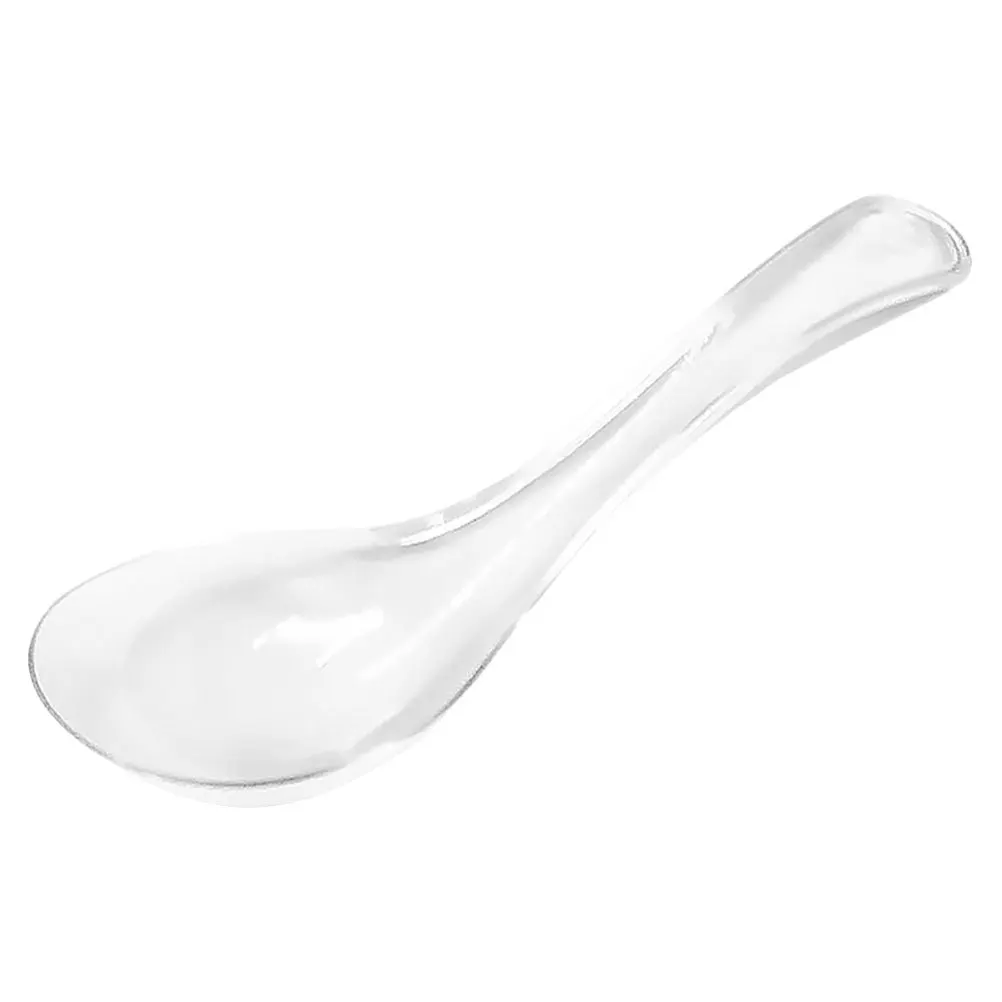 Cuchara de cristal transparente, elegante, agarre cómodo, Ideal para sopa, postre, utensilios para servir arroz, restaurante en casa, cuchara china