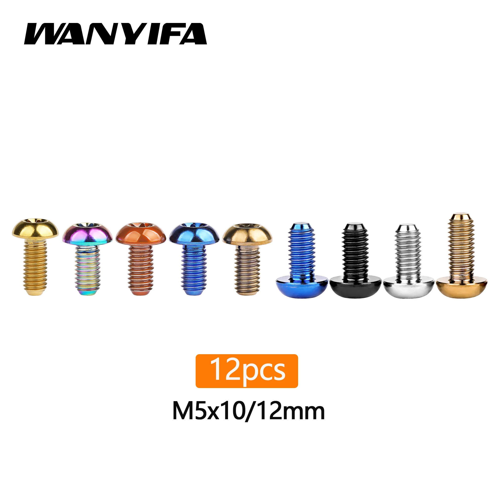 Wanyifa 12pcs/Lot Bicycle Screws Disc Brake Titanium Bolt Bicycle Accessories  M5x10 12mm Bike Parts Bolts