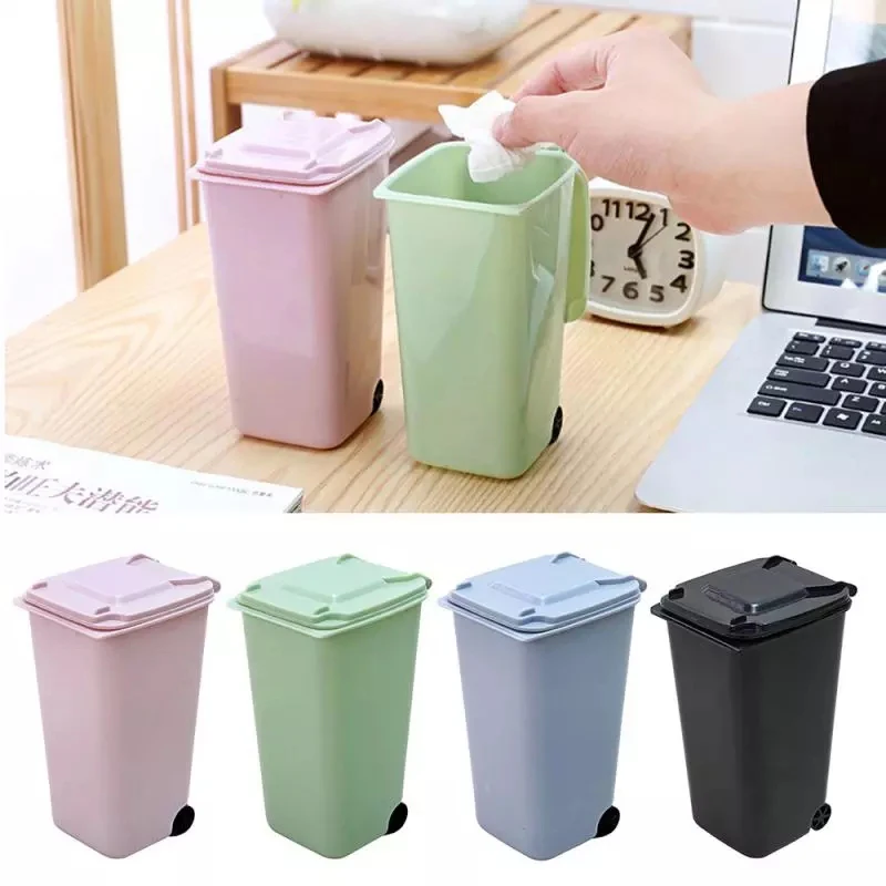 Mini Desktop Cat Litter Trash Small Tabletop Trashbox Desk Portable Trash Can