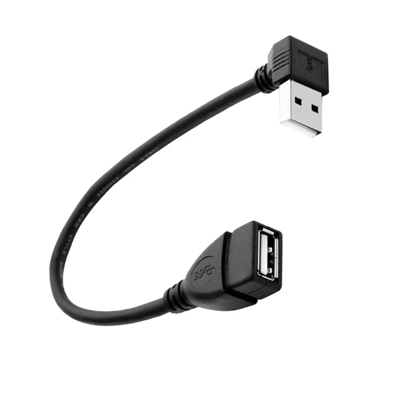 30 سم USB2.0 ذكر إلى شاحن أنثي كابل 90 درجة بزاوية خط سلك بيانات USB