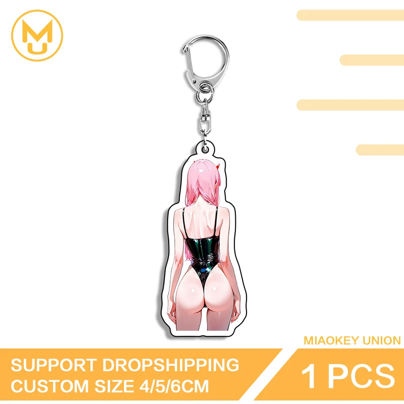 Zero Two Alluring Girl Standing Posture Eye Catching Unique Double Sided Acrylic Keyring Elf Like Cosplay Multi Function Keyring
