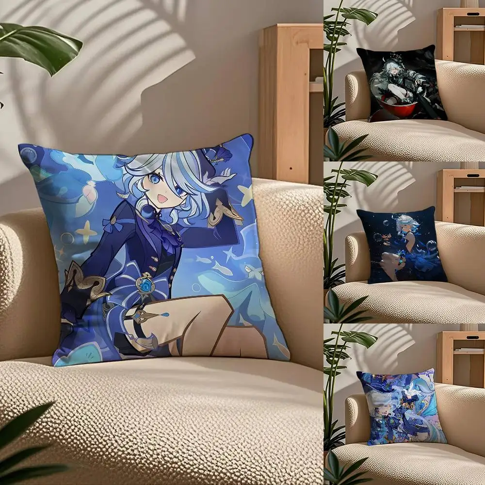 

Genshin I-I-Impact F-Furina de Foutiane Pillow Case Comfort Sofa Bed Silky Elegant Invisible Zipper Custom Decorative Cushion
