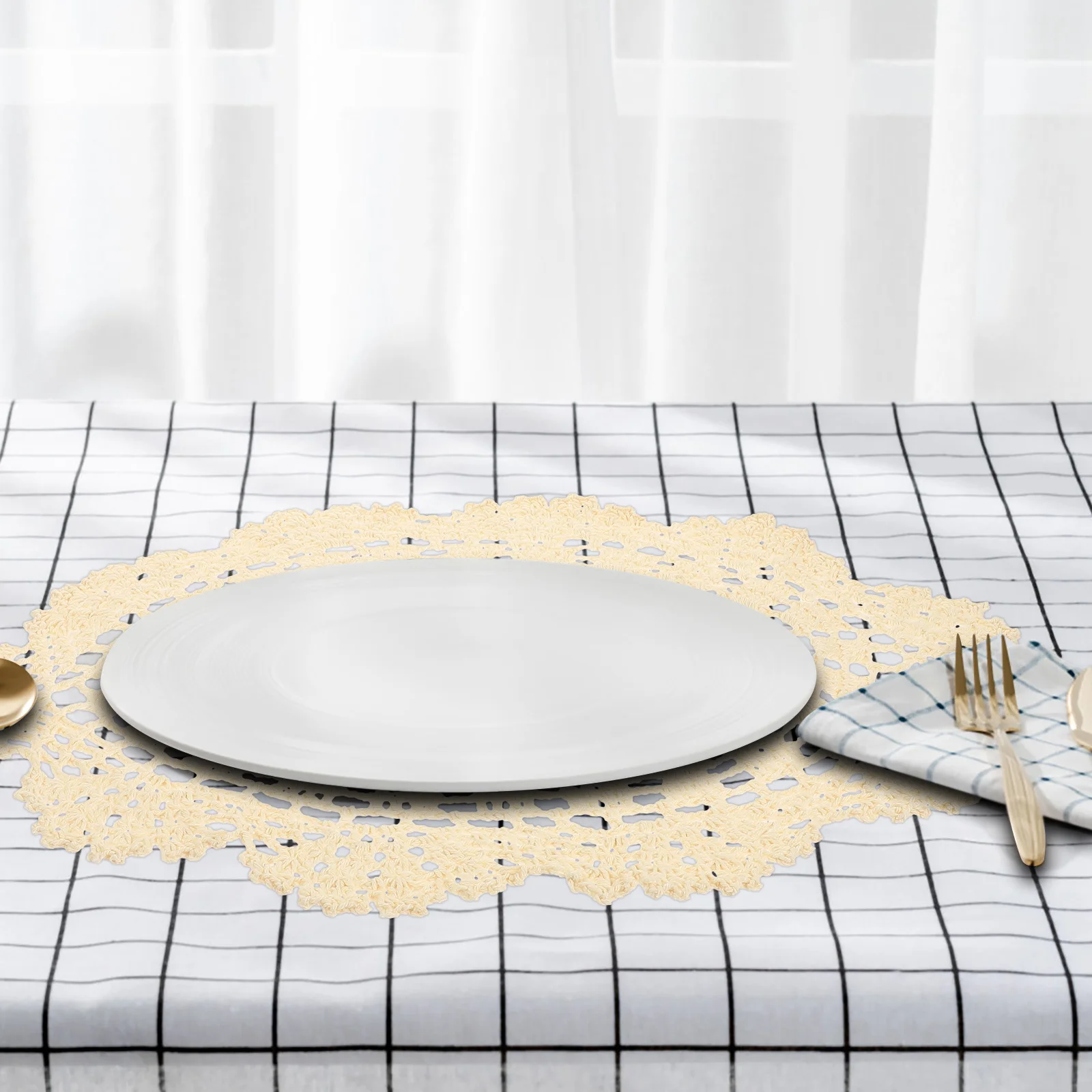 

Elegant Lace Placemat Cotton Table Mat Set for Dinning Table Decor Craft Tableware Pad Home Kitchen Decoration