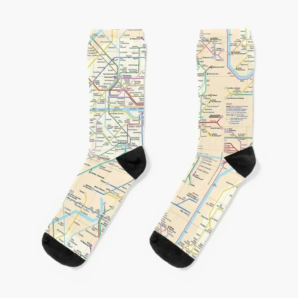 

Paris City Metro Map, France Socks Climbing sheer heated crazy Woman Socks Men's