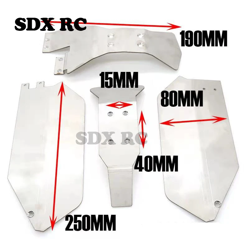 1 Set Stainless Steel Metal Bumper Chassis Armor Protection Skid Plate For 1/10 RC Car Slash 4x4 dead mouse 727