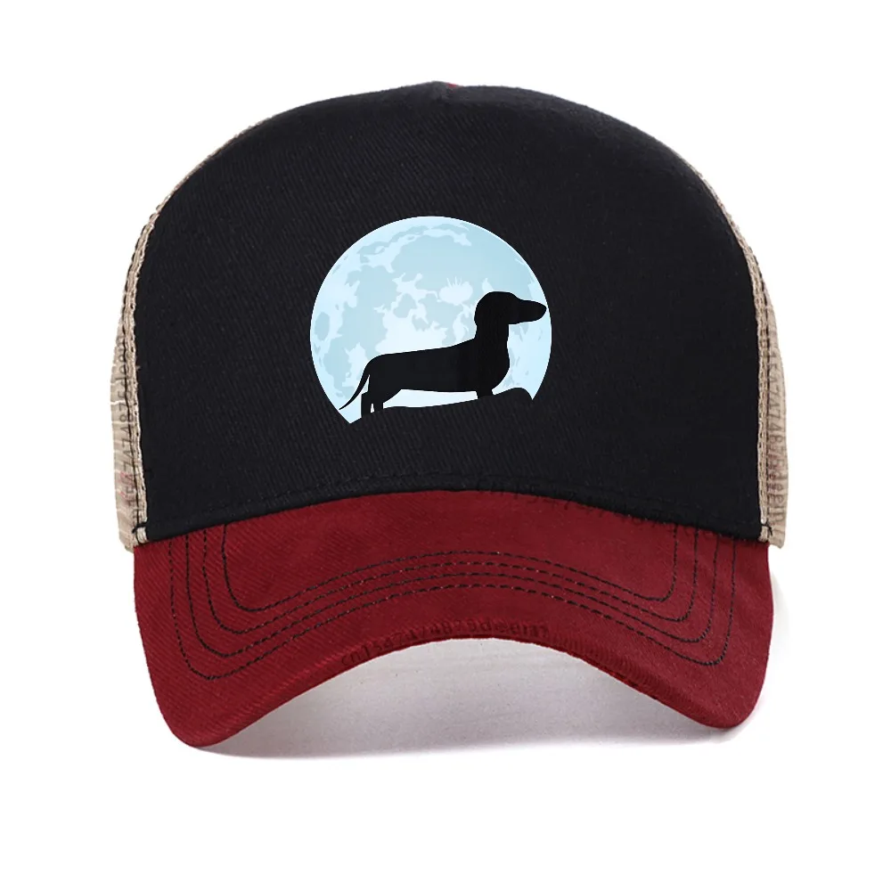 

Moon Dachshund Lover baseball cap for Women men Graphic Breathable sun hat sumer casual mesh trucker caps adjustable hats