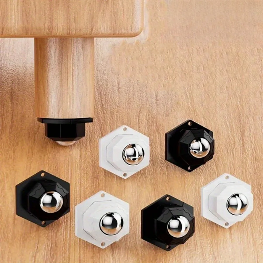 4-pcs Self-adhesive Heavy-duty Casters 360 Degree Swivel Silent Moving Wheels for Furniture, Sofa and Cabinets