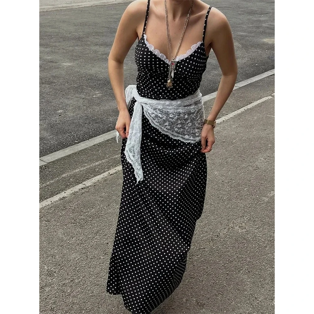 Zeyla Kant Patchwork Maxi Jurk Dames 2025, Zomer V-hals Spaghetti Bandjes Backless Halter Slanke Avondjurk