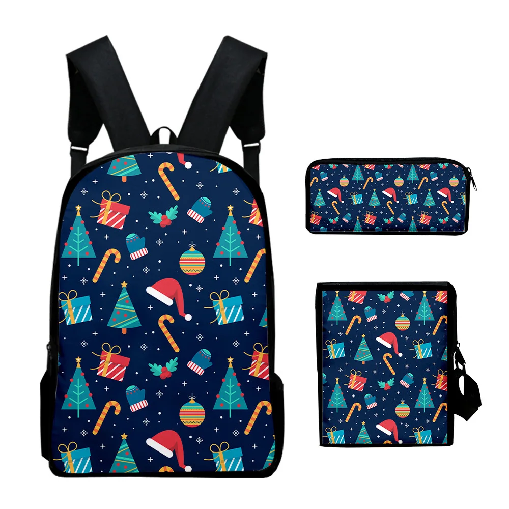 

Luxury Novelty Cool Christmas 3D Print 3pcs/Set pupil School Bags Laptop Daypack Backpack Inclined shoulder bag Pencil Case