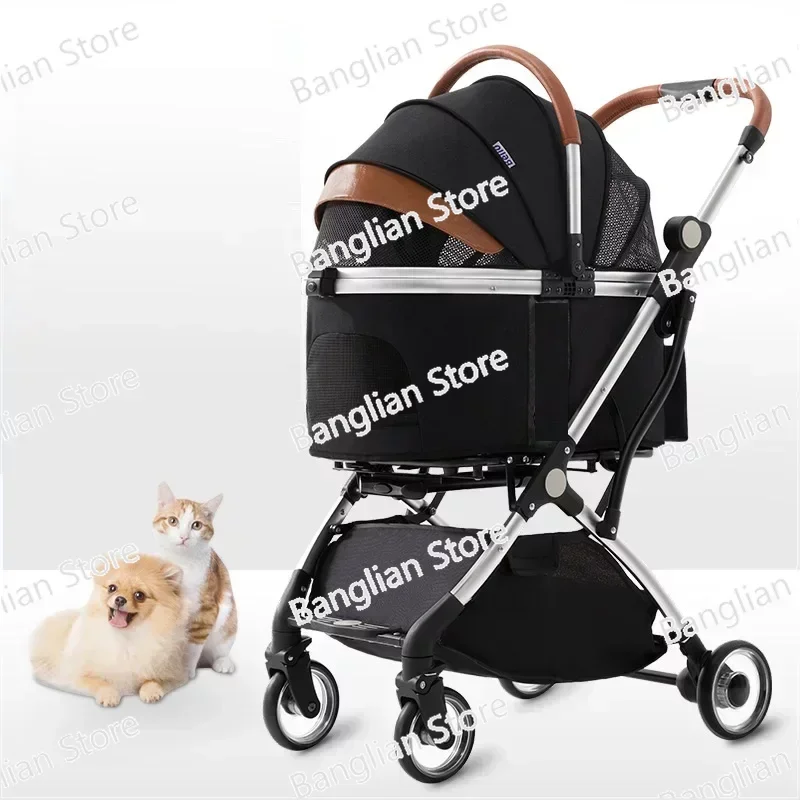 Detachable Pet Stroller, Aluminium Alloy Dog Trolley, Corgi Teddy Cat Cart, Load Bearing 15kg, Small Dogs